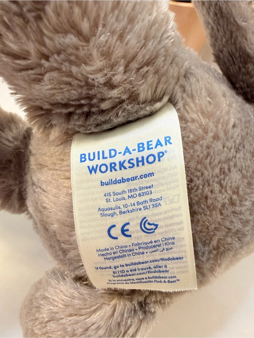 Build-A-Bear Gray and White Plush Wolf Stuffed Animal Green Eyes